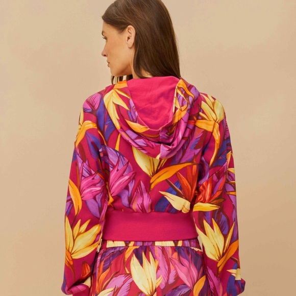 NWT Adidas x Farm Rio "Birds of Paradise" cropped hoodie Size Medium - Picture 3 of 4